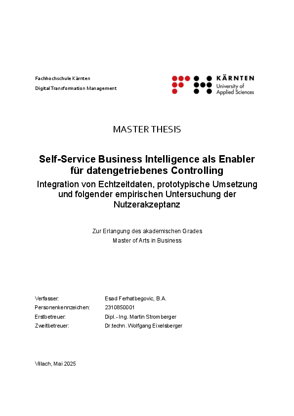 Master Thesis - Esad Ferhatbegovic, MA mit ausgezeichneter Masterarbeit an der CU Hochschule Kärnten