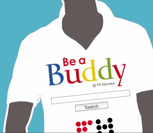 Zeichnung “Be a buddy” T-Shirt an der CU Hochschule Kärnten in Österreich Zeichnung “Be a buddy” T-Shirt an der CU Hochschule Kärnten in Österreich